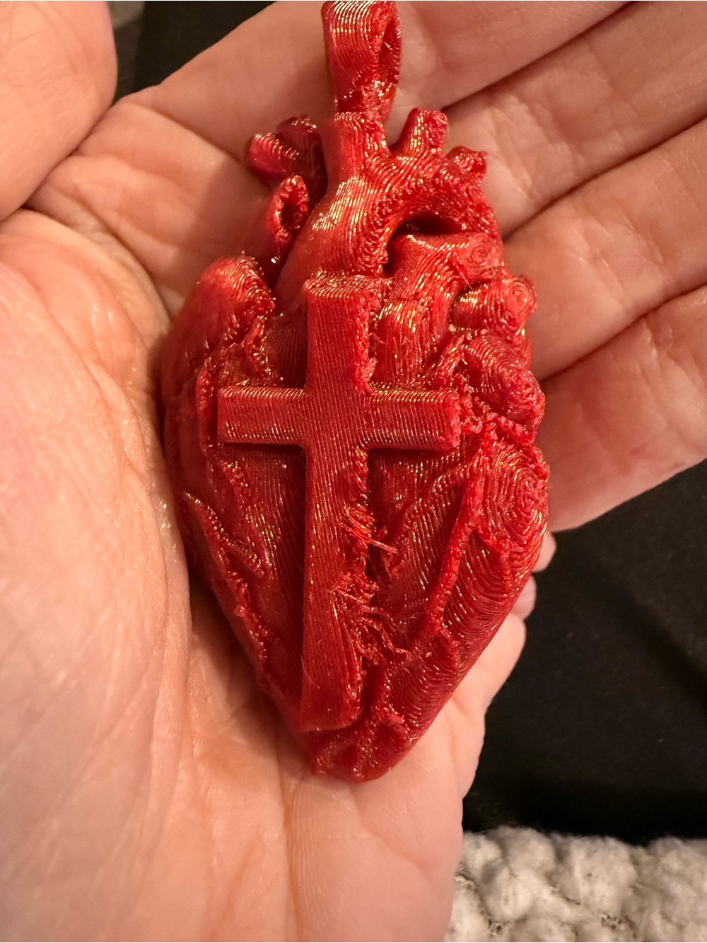 Red Anatomical Heart Cross Pendant – Christian Goth / Punk